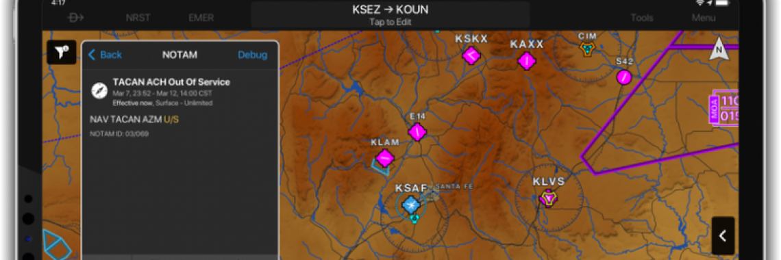 Garmin Pilot adds Graphical Weather Briefings and NAVAID NOTAMs